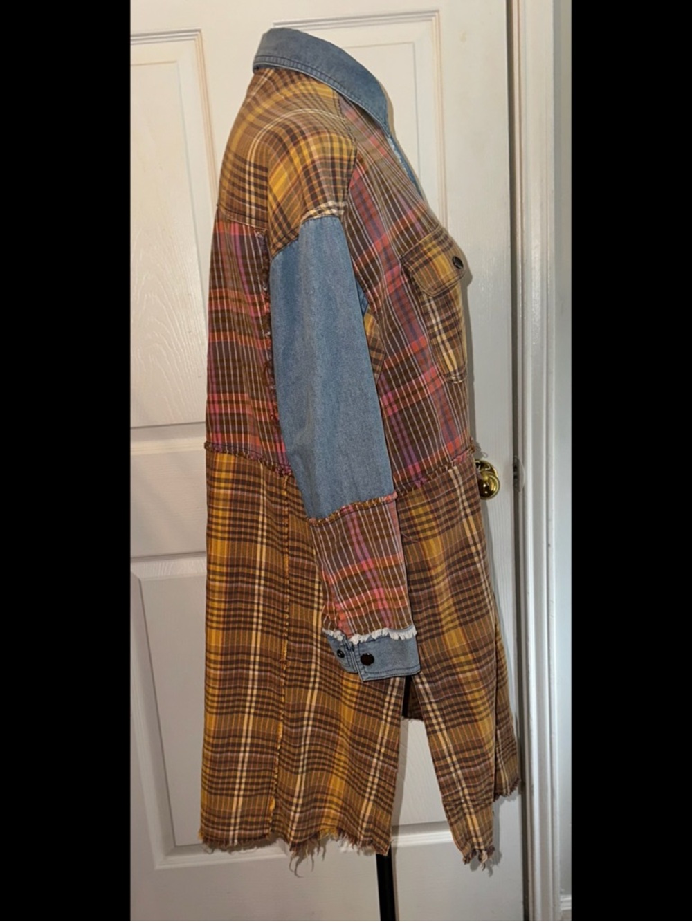 Sedona Plaid Tunic Plaid Duster Shirt Dress S - Picture 8 of 12